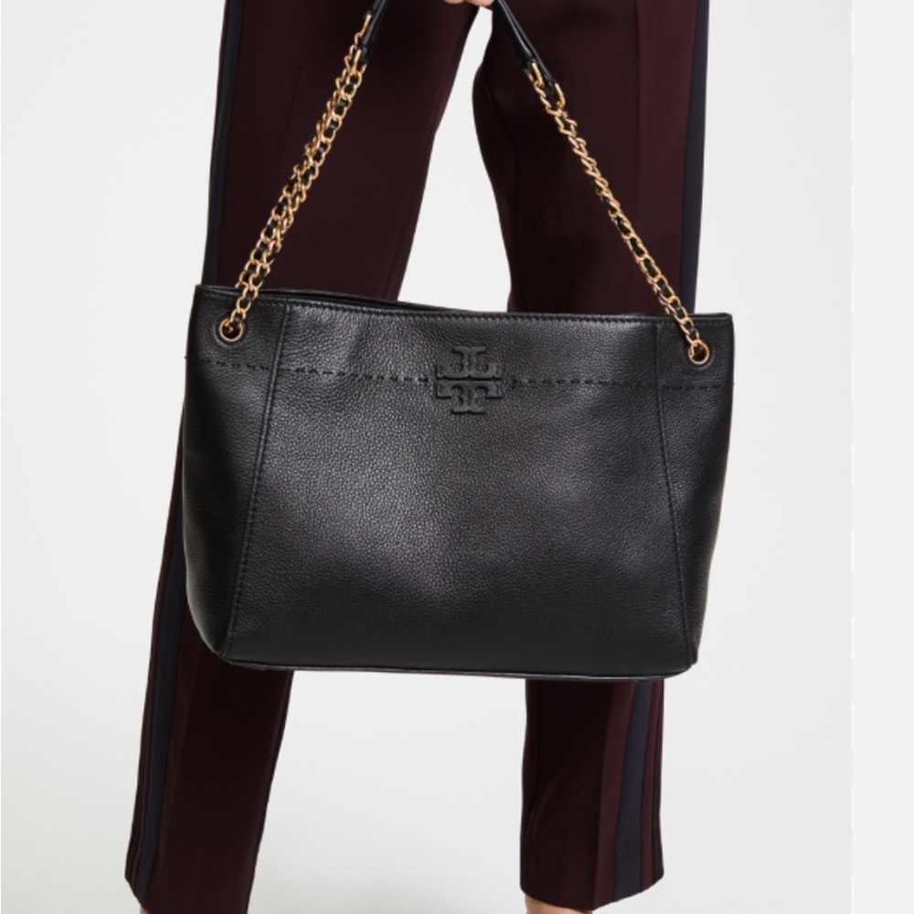 Tory Burch McGraw slouchy tote handbag and Tory Burch black wallet